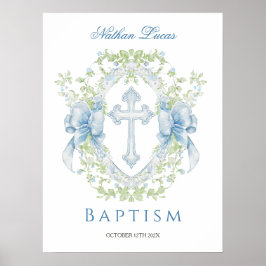 Doop Cross Crest Groen Baby Jongen Poster