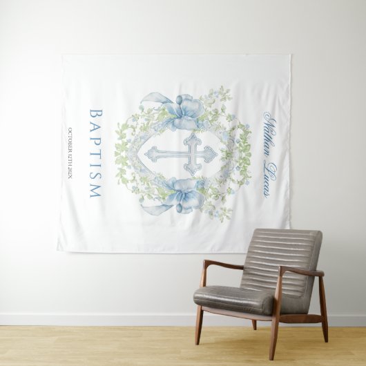 Doop Cross Crest Groen Baby Jongen Wandkleed (In Situ (horizontaal))