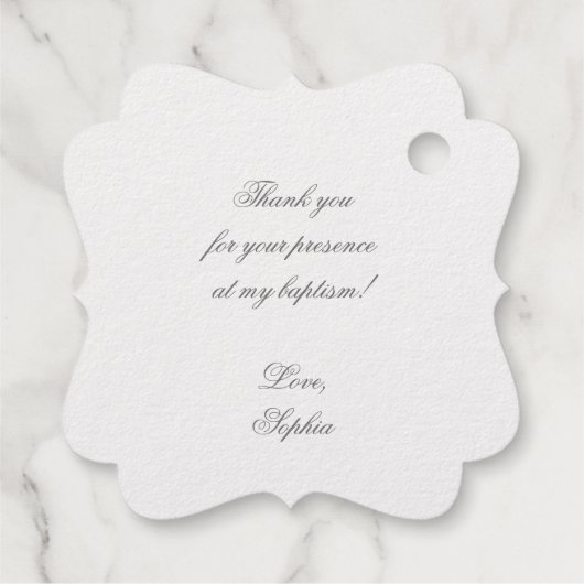 Doop Cross Elegante Kalligrafie Dank u Script Bedankjes Labels (Achterkant)