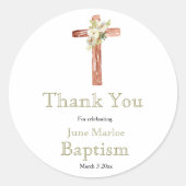 Doop cross floral envelop seal sticker (Voorkant)