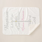 Doop Cross Meisje Roze Rammelaar Medium Sherpa Deken (Voorkant (horizontaal))