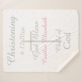 Doop Cross Meisje Roze Rammelaar Medium Sherpa Deken (Voorkant (horizontaal))