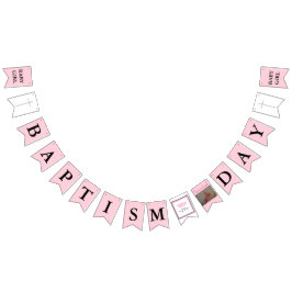 Doop Cross Pink Black Foto Vlaggetjes