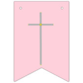 Doop Cross Roze Wit Foto Bunting Banner (Eerste vlag)