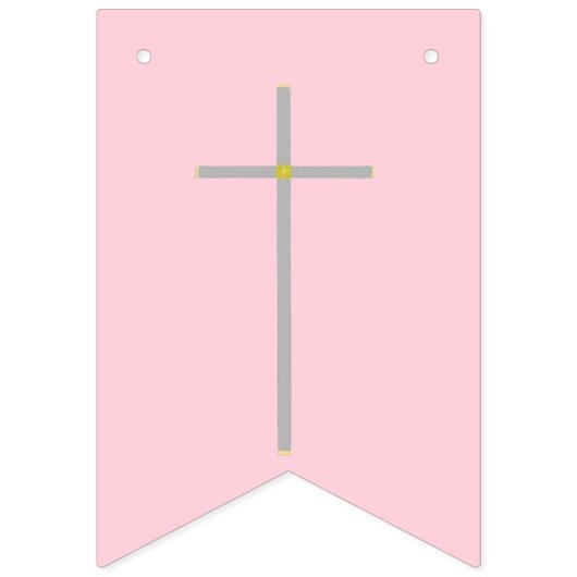 Doop Cross Roze Wit Foto Bunting Banner (Eerste vlag)