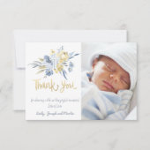 Doop Dank u Baby Jongen Blauw Geel Kaart (Voorkant)