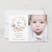 Doop dank u beige roze bloemen kaart (Voorkant)