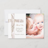 Doop dank u beige roze Heilig Kruis Kaart (Voorkant)