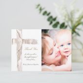 Doop dank u beige roze Heilig Kruis Kaart (Staand voorkant)