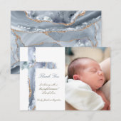 Doop dank u blauwe agaat kruis kaart (Voorkant / Achterkant)