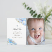 Doop dank u blauwe inkt marmer kaart (Staand voorkant)