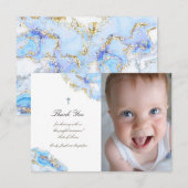 Doop dank u blauwe inkt marmer kaart (Voorkant / Achterkant)