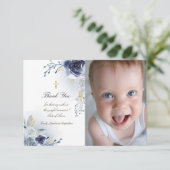 Doop dank u blauwe rozen kaart (Staand voorkant)