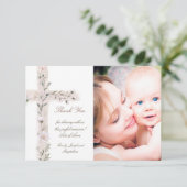 Doop dank u bloemenkruis kaart (Staand voorkant)