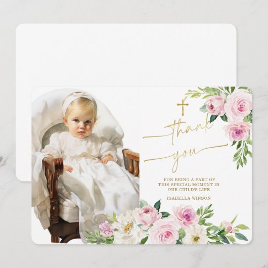 Doop Dank u Fotokaart Bedankkaart (Voorkant / Achterkant)