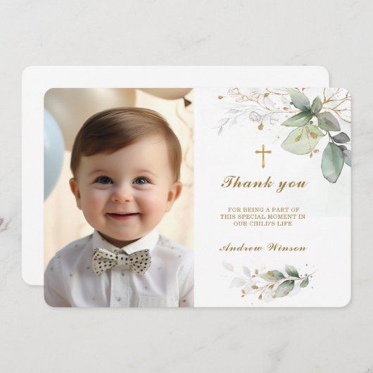 Doop Dank u Fotokaart Bedankkaart (Voorkant / Achterkant)