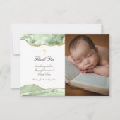 Doop dank u groene agaat uitnodiging (Voorkant)