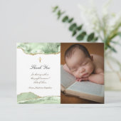 Doop dank u groene agaat uitnodiging (Staand voorkant)