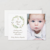 Doop dank u groene krans uitnodiging (Voorkant / Achterkant)