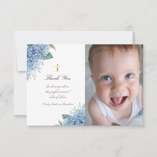 Doop dank u hortensia bloemen kaart (Voorkant)