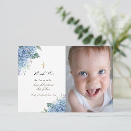 Doop dank u hortensia bloemen kaart (Staand voorkant)