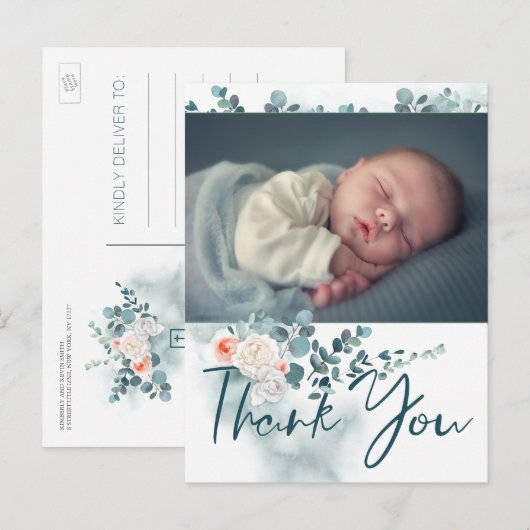 Doop Dank u kaart met foto (Voorkant / Achterkant)