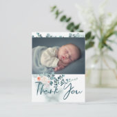 Doop Dank u kaart met foto (Staand voorkant)
