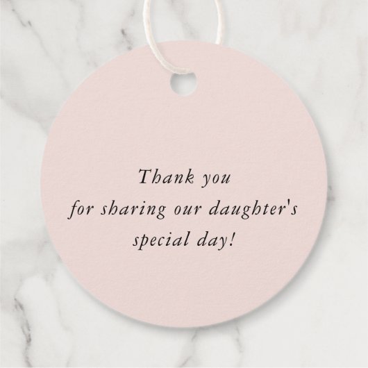 DOOP DANK U moderne gouden kruis meisje baby roze Bedankjes Labels (Achterkant)