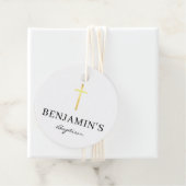 DOOP DANK U moderne gouden kruis zwart wit Bedankjes Labels (In situ)