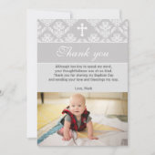 Doop Dank u nota doop zilver wit Bedankkaart (Voorkant)