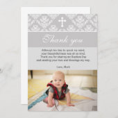 Doop Dank u nota doop zilver wit Bedankkaart (Voorkant / Achterkant)