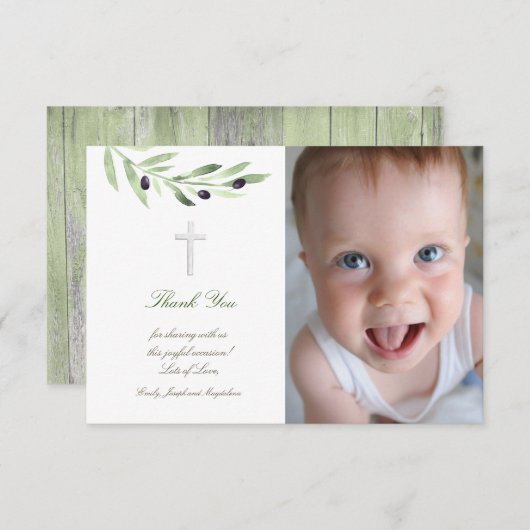 Doop dank u olijftak kaart (Voorkant / Achterkant)