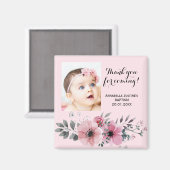 DOOP DANK U Roze Bloemen Foto Elegant Magneet (Voorkant / Achterkant)