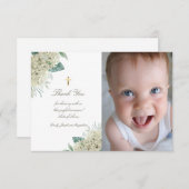 Doop dank u witte hortensia bloemen kaart (Voorkant / Achterkant)