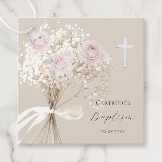 Doop delicate boeket  bedankjes labels (Voorkant)
