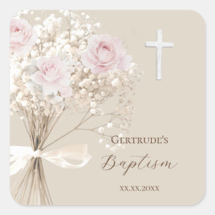 Doop delicate boeket  vierkante sticker