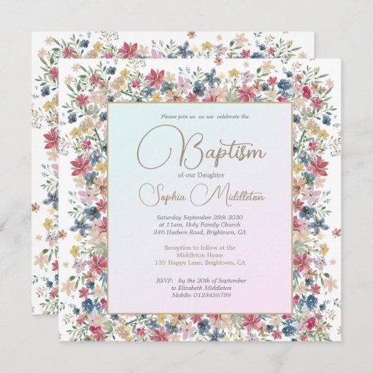 Doop doop Bloemen Religieus Modern Kaart (Voorkant / Achterkant)