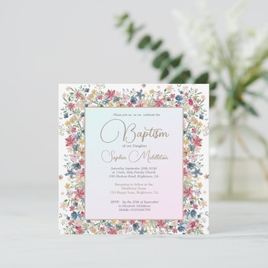 Doop doop Bloemen Religieus Modern Kaart (Staand voorkant)