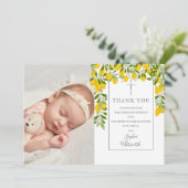 Doop doop citroenen bloesem groen foto bedankkaart (Staand voorkant)