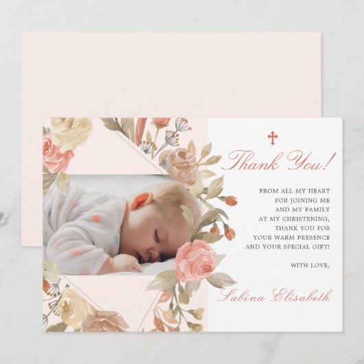 Doop doop doop Baby Rozen tuin foto Bedankkaart (Voorkant / Achterkant)