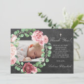 Doop doop doop Baby tuin bloemen foto Bedankkaart (Staand voorkant)