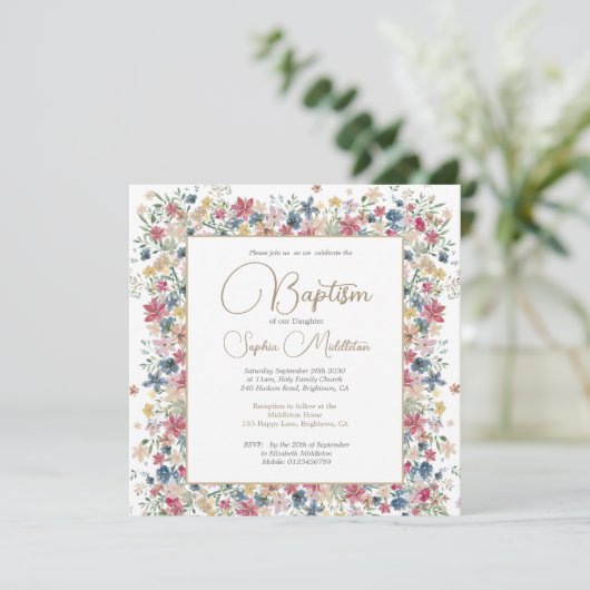 Doop doop doop Elegante Bloemen Religieus Kaart (Staand voorkant)