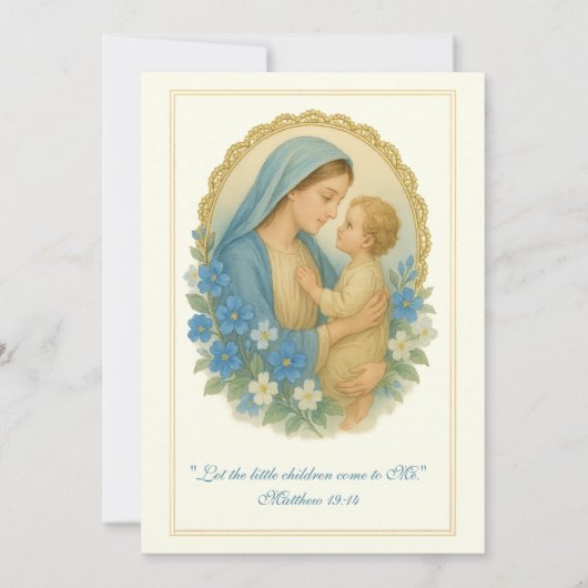 Doop doop doop Maria Jezus Blauwe Bloemen Kaart (Achterkant)