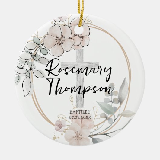 Doop doop doop Waterverf zacht roze bloemen Keramisch Ornament (Voorkant)