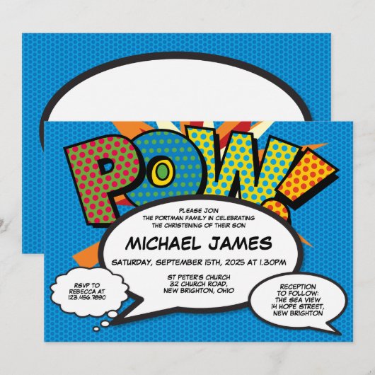 Doop doop doopsel Modern Fun Blue Comic Kaart (Voorkant / Achterkant)