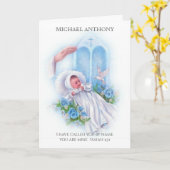 Doop doop doopsel Schriftuurlijke Baby Boy Kaart (Gele Bloem)