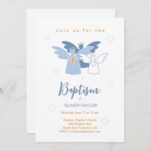 Doop doop engelen uitnodiging (Voorkant / Achterkant)