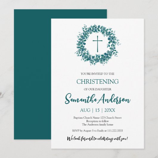 Doop doop eucalyptus groen minimalistisch kaart (Voorkant / Achterkant)