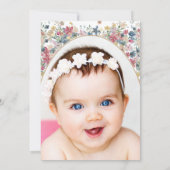 Doop doop foto roze bloemig religieus kaart (Achterkant)