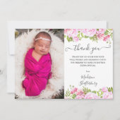 Doop doop foto roze roos bloemen bedankkaart (Voorkant)